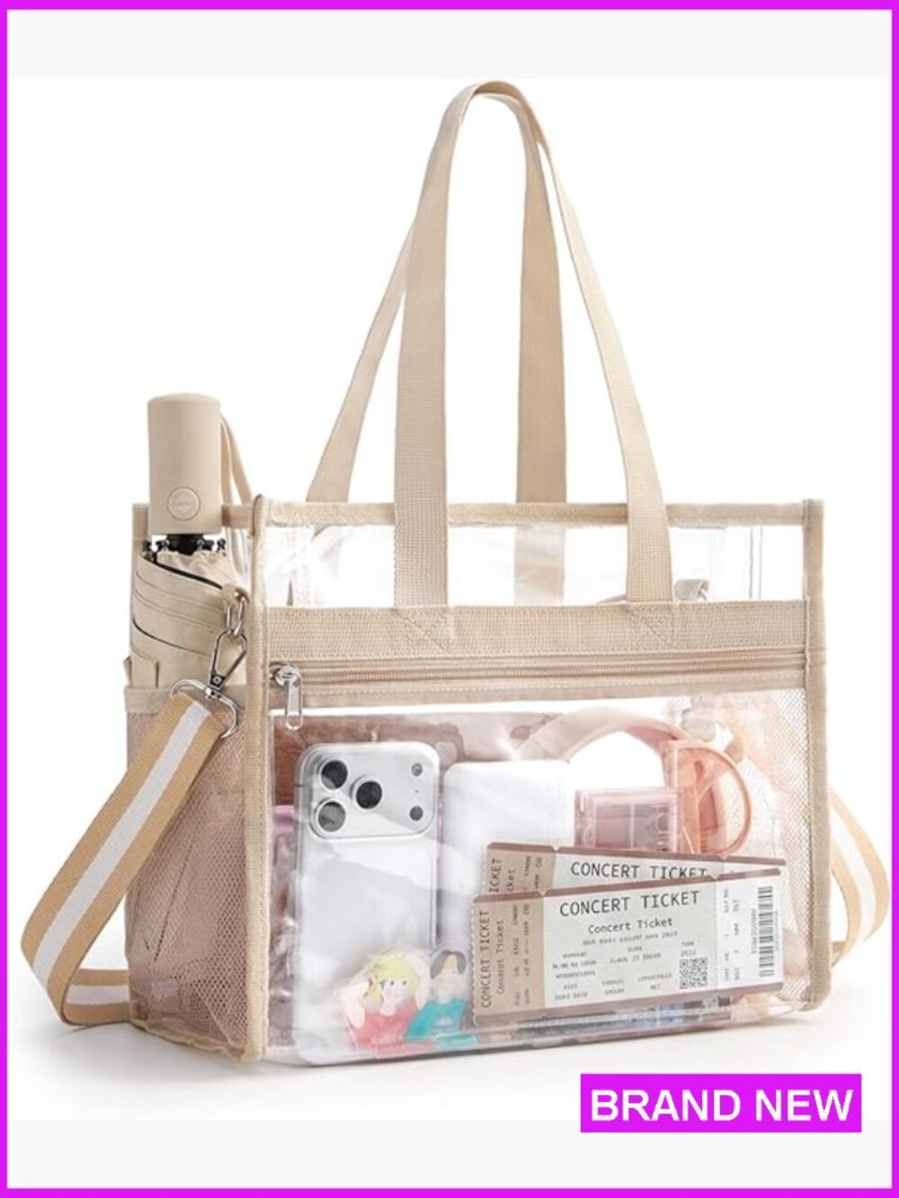 Clear Tote Bag Stadium Approved Womens Shoulder Crossbody PVC Waterproof